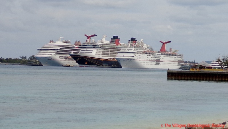 View of our ship from a Nassau beach; the Sensation is the smallest ship in the picture..JPG